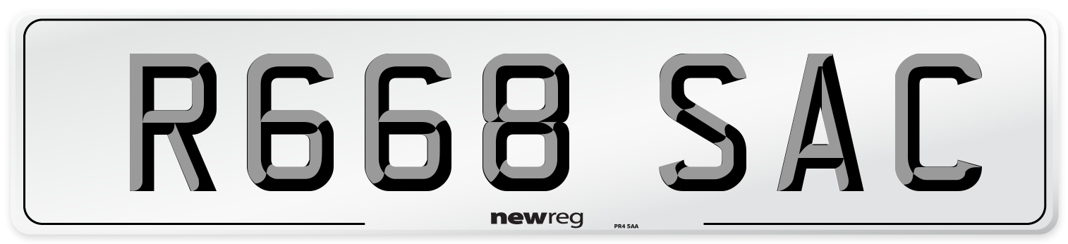 R668 SAC Number Plate from New Reg
